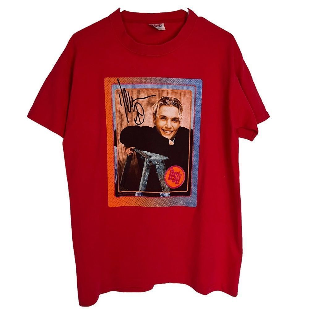 Backstreet Boys Red Short Sleeve Graphic Tee with Nick Carter Print
